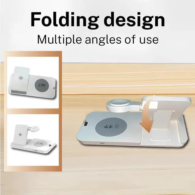 Alt view image 6 of 7 - 4-in-1 Fast Wireless Charging Station for iPhone16/15/14/13, Apple Watch Ultra/9/8, AirPods Pro,18W Qi-Certified (with QC3.0 Adapter)