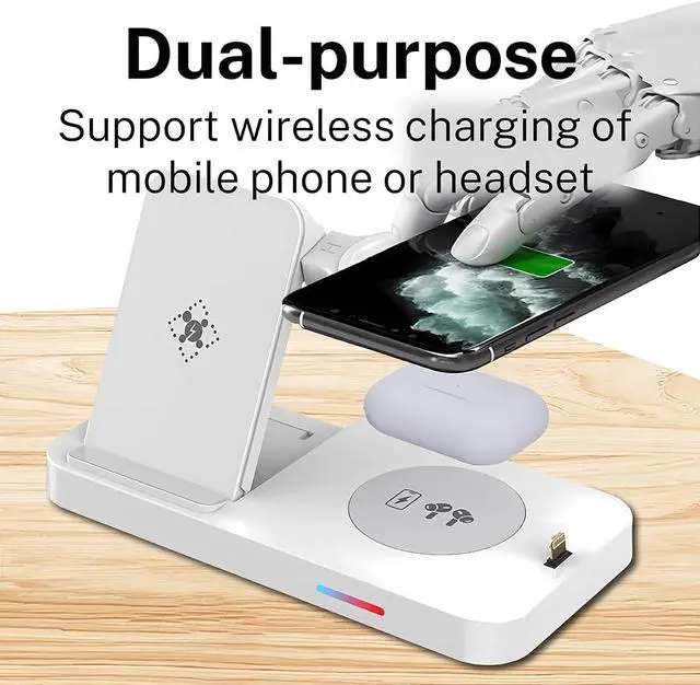 Alt view image 5 of 7 - 4-in-1 Fast Wireless Charging Station for iPhone16/15/14/13, Apple Watch Ultra/9/8, AirPods Pro,18W Qi-Certified (with QC3.0 Adapter)