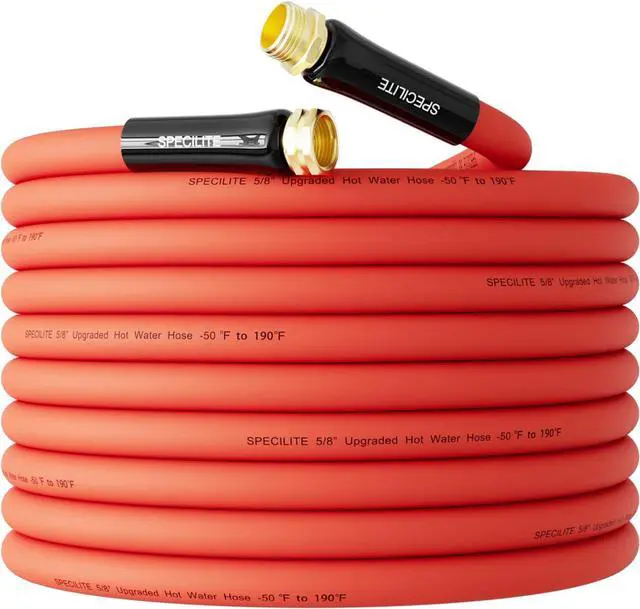 Main image of 5/8" Hot/Cold Garden Water Hose 50 ft, -50-190,Flexible & Lightweight With 3/4" Brass Fittings for Yard, Outdoor, Farm, Red