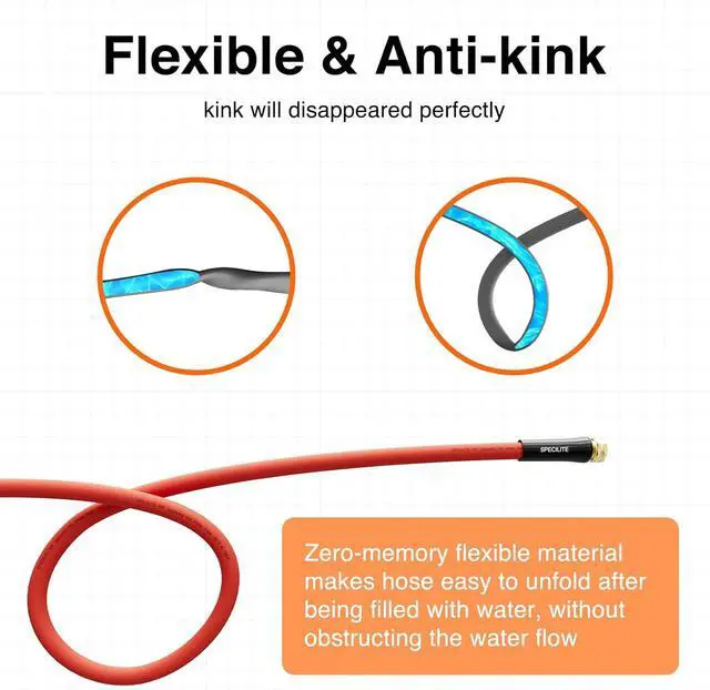 Alt view image 5 of 7 - 3/4" Hot/Cold Short Leader Garden Water Hose 15 ft, -50-190, Flexible & Lightweight Rubber Pipes With 3/4" Brass Fittings for Yard, Outdoor, Farm, Red