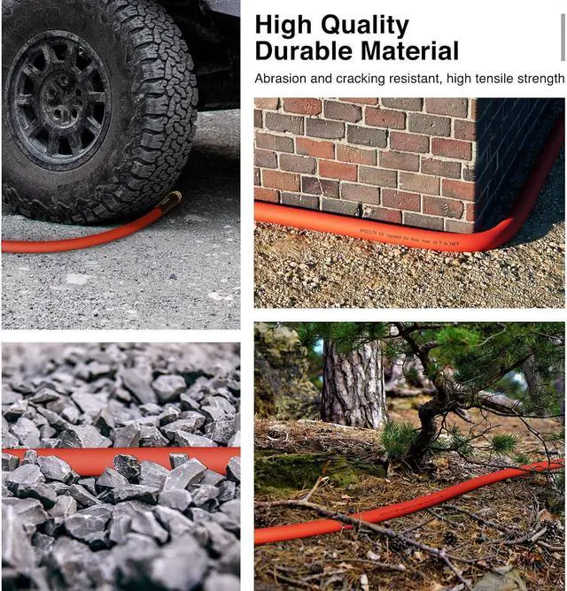 Alt view image 7 of 7 - 3/4" Hot/Cold Short Leader Garden Water Hose 15 ft, -50-190, Flexible & Lightweight Rubber Pipes With 3/4" Brass Fittings for Yard, Outdoor, Farm, Red