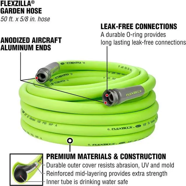 Alt view image 4 of 7 - Flexzilla Garden Hose 5/8 in. x 50 ft, Heavy Duty, Lightweight, Durable, ZillaGreen - HFZG550YW-E