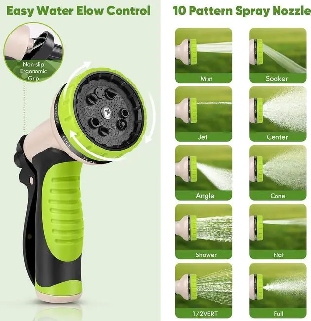 Alt view image 7 of 7 - Garden Hose 50 ft, Stainless Steel Water Hose with 10 Function Nozzle Flexible, Heavy Duty, Lightweight, No-Kink, Pet Proof, Puncture Proof Hose Metal for Yard, Outdoor
