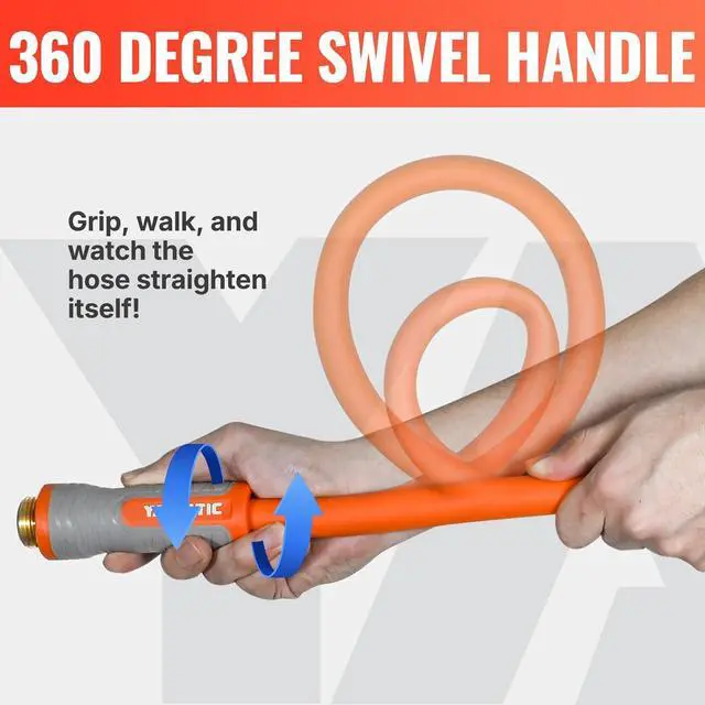 Alt view image 3 of 6 - YAMATIC Garden Hose 5/8 in x 100 ft, Ergonomic Swivel Fittings, Burst 600 PSI,Heavy Duty, Flexible and Lightweight Water Hose