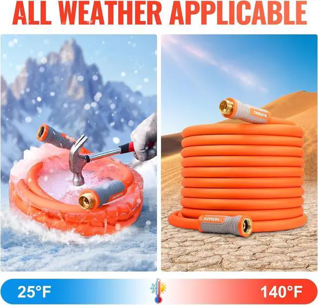 Alt view image 4 of 6 - YAMATIC Garden Hose 5/8 in x 100 ft, Ergonomic Swivel Fittings, Burst 600 PSI,Heavy Duty, Flexible and Lightweight Water Hose