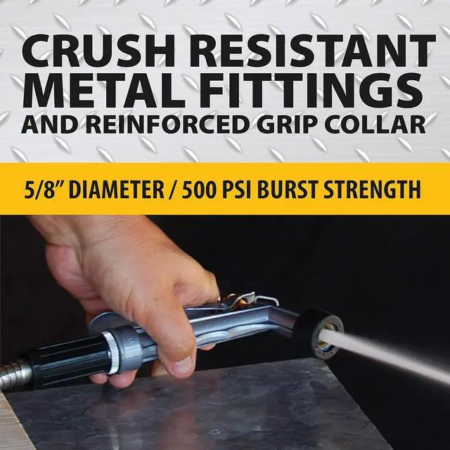 Alt view image 6 of 7 - Bionic Steel Metal Garden Hose 100 Ft with Nozzle, 304 Stainless Steel Water Hose 100Ft, Flexible Hose, 100 Ft Garden Hose, Kink Free, Lightweight, Crush Resistant, Easy to Coil, 500 PSI - 2025 Model