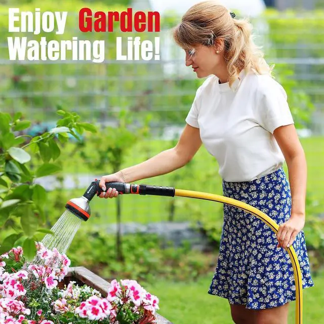 Alt view image 7 of 7 - Garden Hose 75 ft x 5/8" with Nozzle, Water Hose Heavy Duty Flexible, Lightweight Kink-less Hybrid Hose with Swivel Handle, Male to Female Fittings
