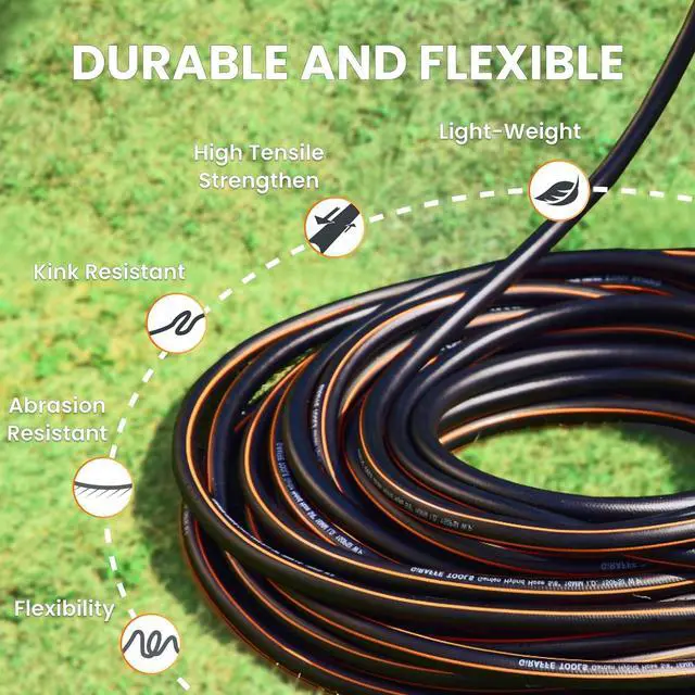 Alt view image 5 of 7 - Giraffe Tools Garden Hose 25ft x 5/8", Water Hose Heavy Duty, Flexible, Lightweight Hybrid Hose with Swivel Handle, Male to Female Fittings, Burst 600 PSI
