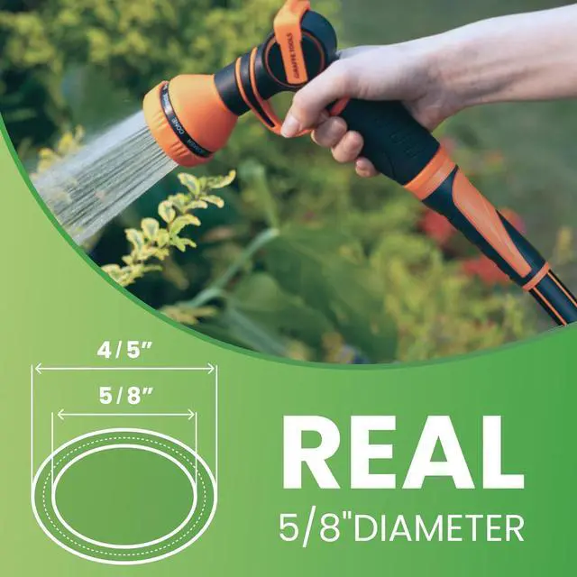 Alt view image 7 of 7 - Giraffe Tools Garden Hose 25ft x 5/8", Water Hose Heavy Duty, Flexible, Lightweight Hybrid Hose with Swivel Handle, Male to Female Fittings, Burst 600 PSI