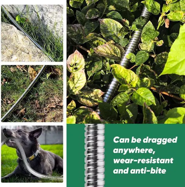 Alt view image 7 of 7 - Garden Hose 50ft, Heavy Duty Stainless Steel Water Hose with 10 Functional Nozzles, No Kink, Lightweight and Flexible, Easy to Use and Store, Strong and Sturdy, Suitable for Yard and Lawn