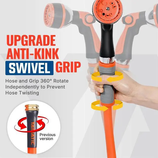 Alt view image 3 of 7 - YAMATIC Heavy Duty Garden Hose 5/8 in x 75 ft with Swivel Fitting, Super Flexible Water Hose, All-weather, Lightweight, Burst 600 PSI