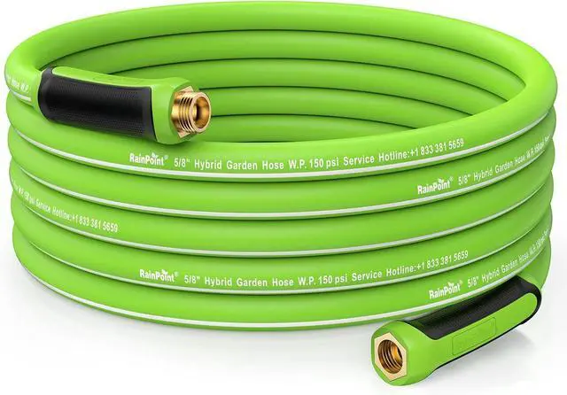 Main image of RAINPOINT Garden Hose 50ft - Flexible Heavy Duty Water Hose with Swivel Grip - Lightweight, Hybrid Rubber, 5/8", Male to Female