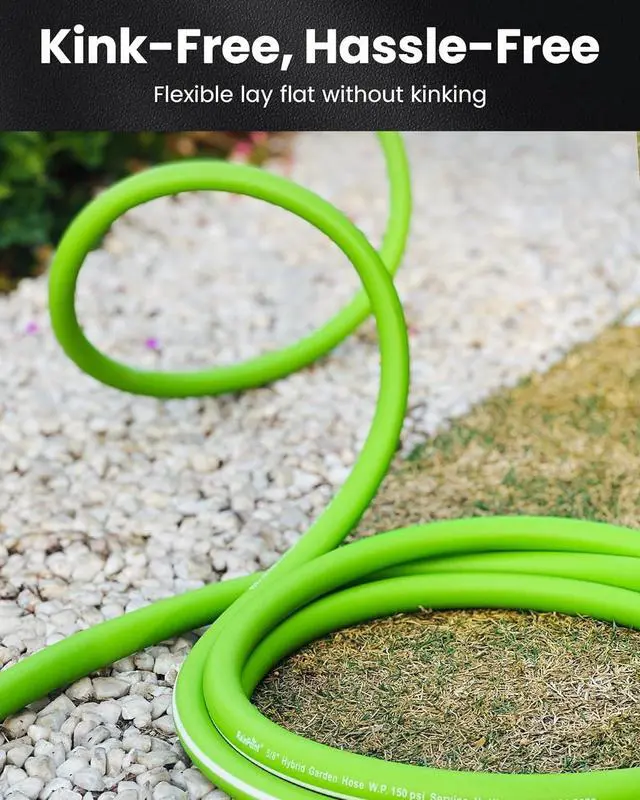 Alt view image 2 of 7 - RAINPOINT Garden Hose 50ft - Flexible Heavy Duty Water Hose with Swivel Grip - Lightweight, Hybrid Rubber, 5/8", Male to Female