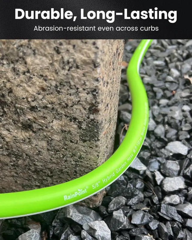 Alt view image 3 of 7 - RAINPOINT Garden Hose 50ft - Flexible Heavy Duty Water Hose with Swivel Grip - Lightweight, Hybrid Rubber, 5/8", Male to Female