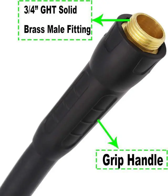 Alt view image 4 of 6 - Hybrid Garden Hose 5/8 IN. x 50 FT, Heavy Duty, Lightweight, Flexible with Swivel Grip Handle and Solid Brass Fittings