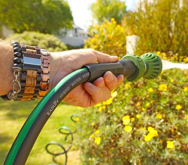 Alt view image 5 of 6 - Hybrid Garden Hose 5/8 IN. x 50 FT, Heavy Duty, Lightweight, Flexible with Swivel Grip Handle and Solid Brass Fittings