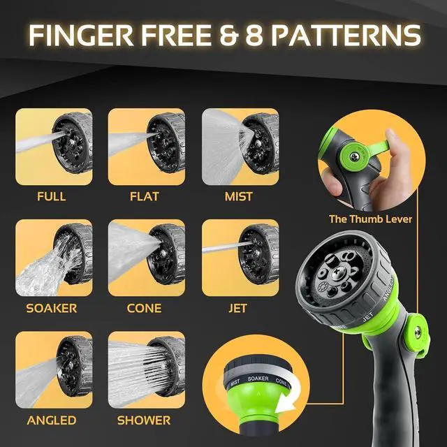 Alt view image 6 of 7 - Garden Hose Metal - 100ft Heavy Duty Stainless Steel Water Hose with 8 Function Sprayer & Metal Fittings, Flexible, Lightweight, No Kink, Puncture Proof Hose for Yard, Outdoors, Rv