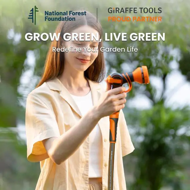 Alt view image 2 of 7 - Giraffe Tools Garden Hose 50ft x 5/8", Water Hose Heavy Duty, Flexible, Lightweight Hybrid Hose with Swivel Handle, Male to Female Fittings, Burst 600 PSI