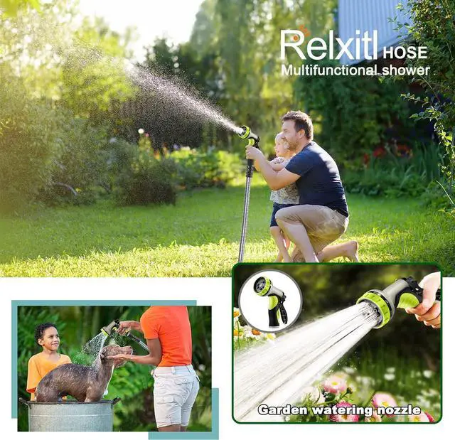 Alt view image 5 of 7 - Relxitl Garden Hose 50FT, Stainless Steel Garden Hose Metal, Flexible Water Hose with Sprayer for Yard Never Kink and Tangle, Durable and Leak Proof, Lightweight Hose for Outdoor Use