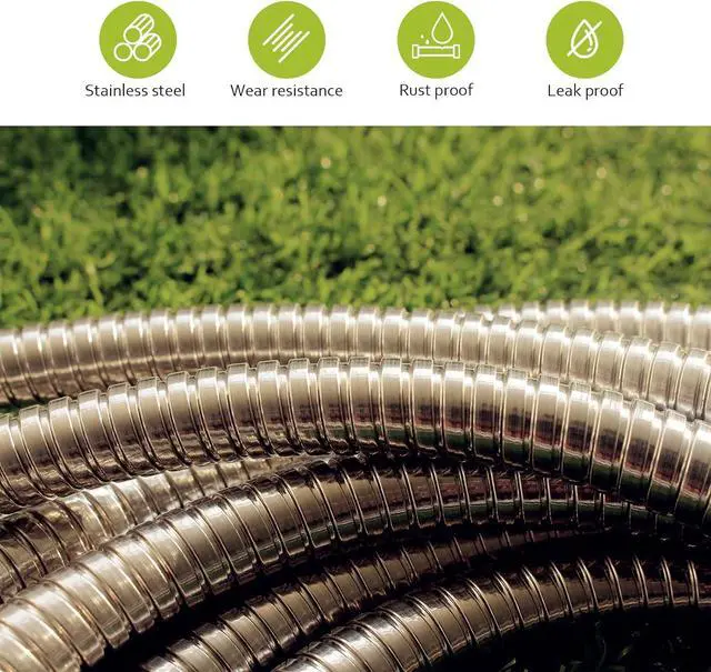 Alt view image 7 of 7 - Relxitl Garden Hose 50FT, Stainless Steel Garden Hose Metal, Flexible Water Hose with Sprayer for Yard Never Kink and Tangle, Durable and Leak Proof, Lightweight Hose for Outdoor Use