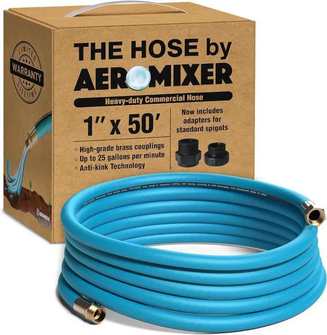 Main image of Aeromixer THE HOSE - 1 Inch Garden Hose 50 Ft, Kink Free Commercial Garden Hoses, Heavy Duty Industrial Water Hoses for Outdoors, 650 PSI High-Pressure Watering Tool for Farming and Gardening