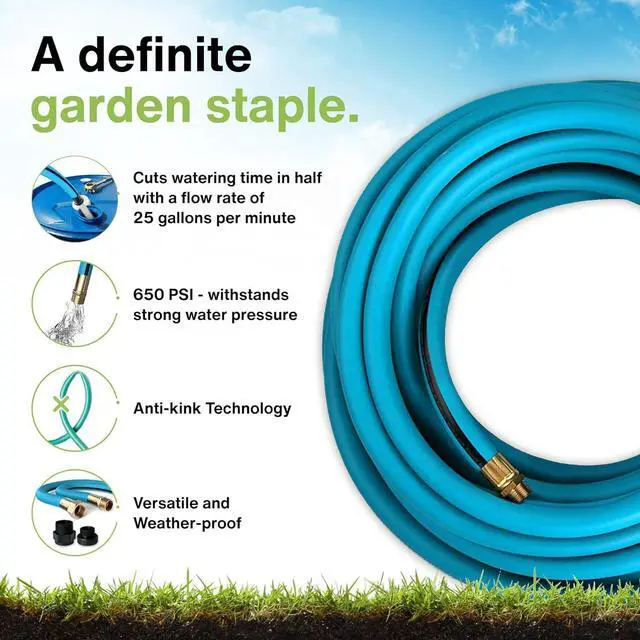 Alt view image 3 of 7 - Aeromixer THE HOSE - 1 Inch Garden Hose 50 Ft, Kink Free Commercial Garden Hoses, Heavy Duty Industrial Water Hoses for Outdoors, 650 PSI High-Pressure Watering Tool for Farming and Gardening