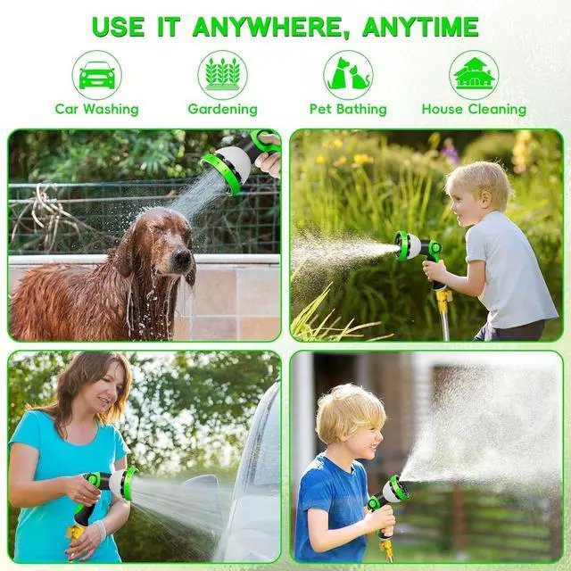 Alt view image 6 of 6 - 50FT Stainless Steel Garden Hose, Heavy Duty Flexible Metal Water Hose with 10-Function Nozzle, Lightweight & No-Kink Garden Hose, Durable Solid Fittings for Lawn, Car, RV, and Outdoor Watering