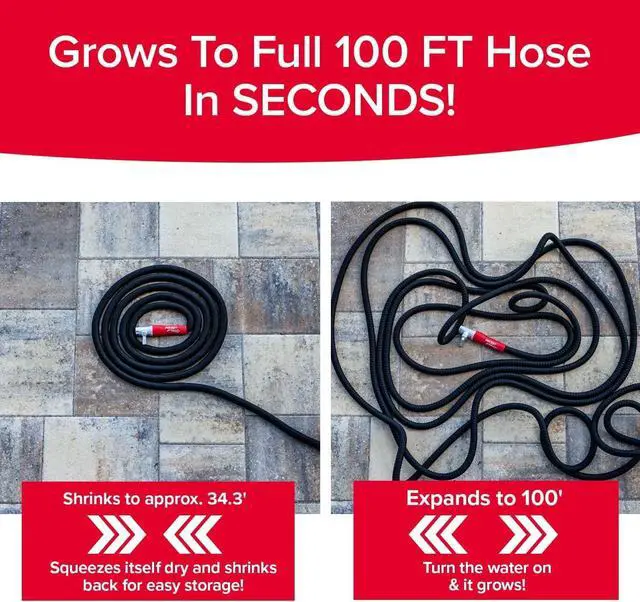 Alt view image 2 of 6 - Pocket Hose 100 FT Silver Bullet 2.0 Expandable Garden Hose w/Turbo Shot Nozzle, AS SEEN ON TV, Lead-Free, Solid Aluminum Connectors, Easy On/Off Valve, Kink-Free, Leak-Proof