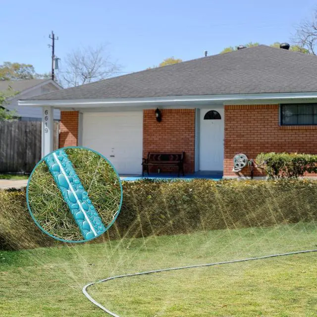 Alt view image 2 of 7 - LINEX Sprinkler Soaker Hose 50 ft for Garden Lawn Watering Hose with Hose Stakes