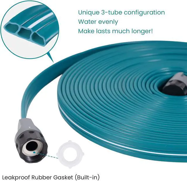 Alt view image 6 of 7 - LINEX Sprinkler Soaker Hose 50 ft for Garden Lawn Watering Hose with Hose Stakes