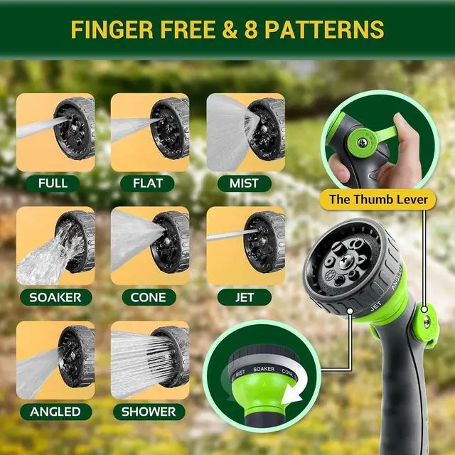 Alt view image 6 of 6 - Garden Hose - Water Hose 25 FT with Swivel Handle & 8 Function Nozzle, Flexible, Heavy Duty, No Kink, Lightweight Metal Hose for Outdoor, Yard, 304 Stainless Stee