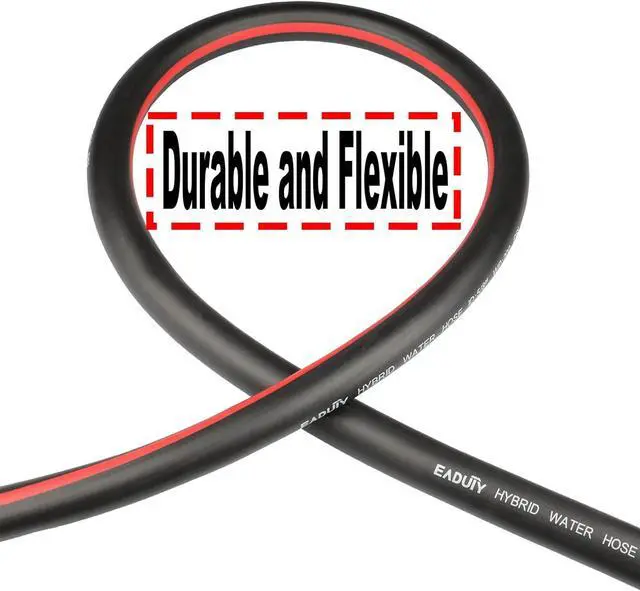 Alt view image 2 of 6 - Hybrid Garden Hose 5/8 IN. x 50 FT, Heavy Duty, Lightweight, Flexible with Swivel Grip Handle and Solid Brass Fittings, Gray+Red