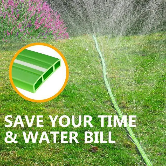 Alt view image 4 of 6 - LAVEVE Sprinkler Soaker Hose for Yard 100 FT, Heavy Duty Garden Water Hoses with Stakes, Sprinklers System for Lawn, Flexible Drip Irrigation Tubing (50FT x 2 Pack)