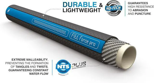 Alt view image 3 of 5 - FITT Force Pro Water Hose, Lightweight Ultra Flexible Durable Kink-Free Heavy-Duty Commercial Grade Flat Garden Hose, Grey and Blue, 150-Feet x 5/8-Inch