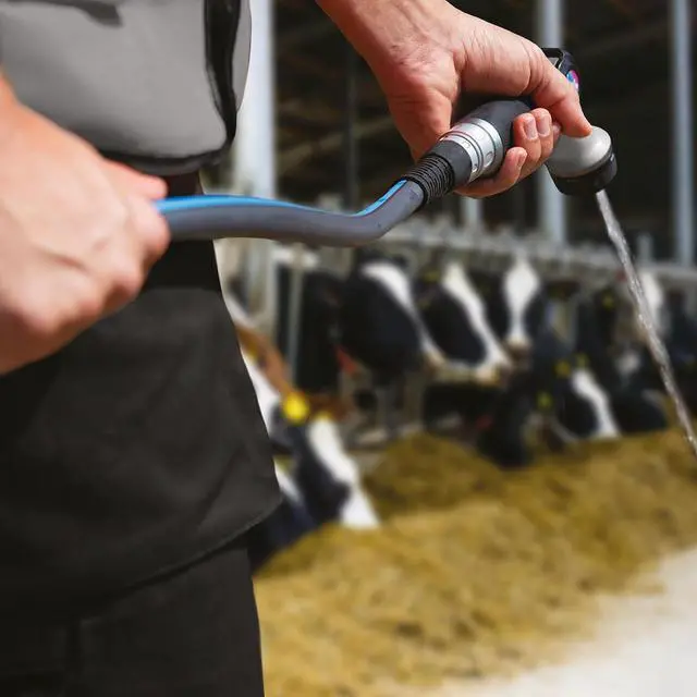 Alt view image 5 of 5 - FITT Force Pro Water Hose, Lightweight Ultra Flexible Durable Kink-Free Heavy-Duty Commercial Grade Flat Garden Hose, Grey and Blue, 150-Feet x 5/8-Inch