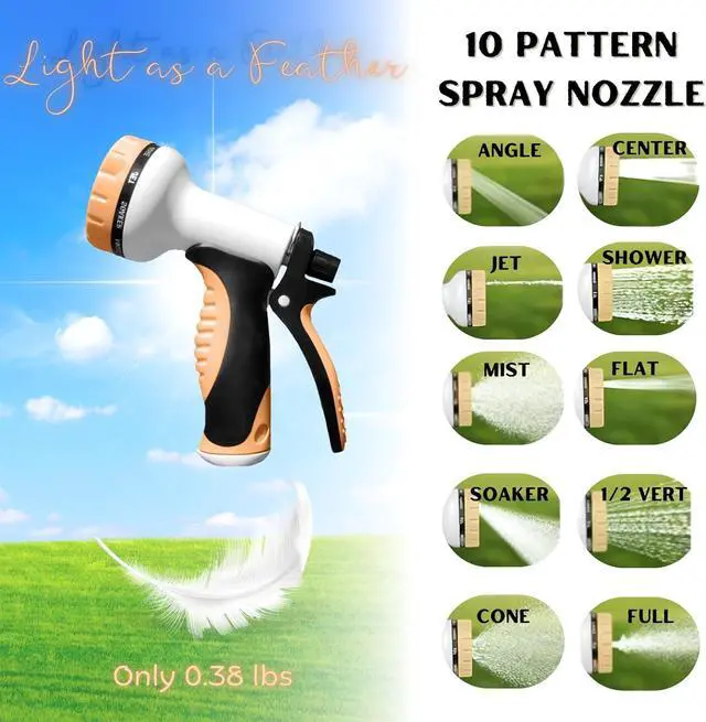 Alt view image 4 of 7 - Garden Hose 50ft- Flexible Light Weight Metal Water Hose (5.83 lbs). Non Expandable, No Kink, Pet and Rust Proof Hose. For Outdoor Use. Manguera Para Jardin. BONUS 10-way Spray Nozzle