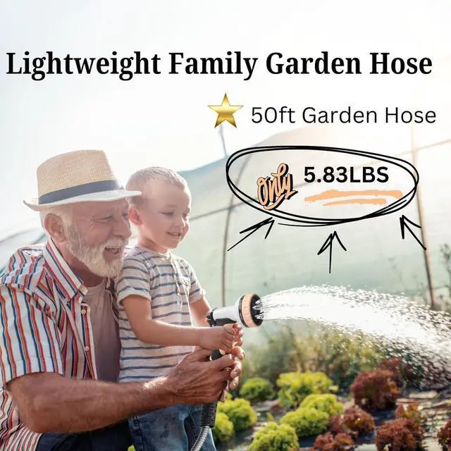Alt view image 7 of 7 - Garden Hose 50ft- Flexible Light Weight Metal Water Hose (5.83 lbs). Non Expandable, No Kink, Pet and Rust Proof Hose. For Outdoor Use. Manguera Para Jardin. BONUS 10-way Spray Nozzle