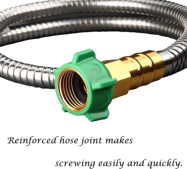 Alt view image 2 of 7 - 304 Stainless Steel Metal Garden Hose 75 Feet with Brass Garden Hose Nozzle Flexible, Portable & Lightweight Kink Free Garden Water Outdoor Hose