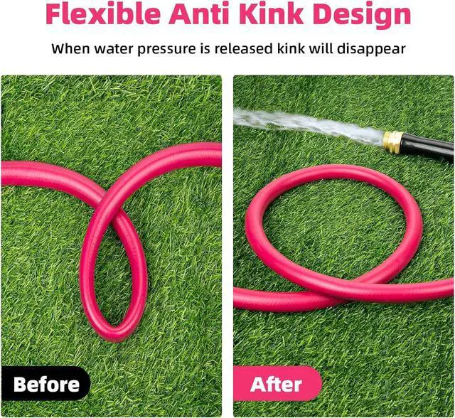 Alt view image 3 of 7 - WELLUCK Garden Hose 5/8 in x 10 ft, Heavy Duty Durable Anti Kink Flexible Garden Water Hose for Drinking Water Safe BPA Free, All-weather Lightweight Water Hose for Garden RV Camper Marine