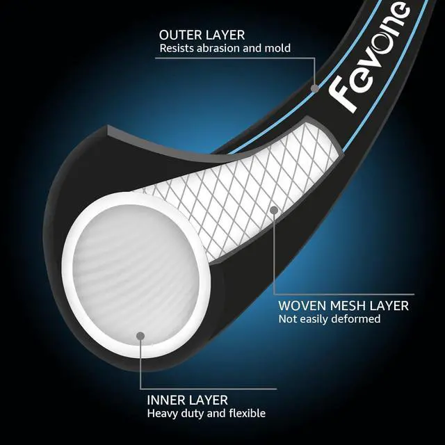 Alt view image 7 of 7 - Fevone 75ft Heavy Duty Garden Hose  5/8" ID, 600 PSI, Hybrid Polymer, Kink-Resistant, Flexible, Durable, 3/4" GHT Solid Brass Fittings