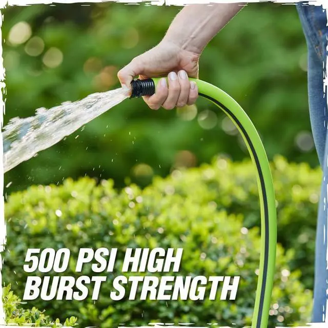 Alt view image 5 of 7 - Rugged Rhino Heavy Duty Flexible Light Weight Garden Hose, 25ft x 5/8in, 4 Layer Leakproof Outdoor Gardening Tools, Watering Supplies, Powerful Water Pressure for Lawn, Flowers, Green Black