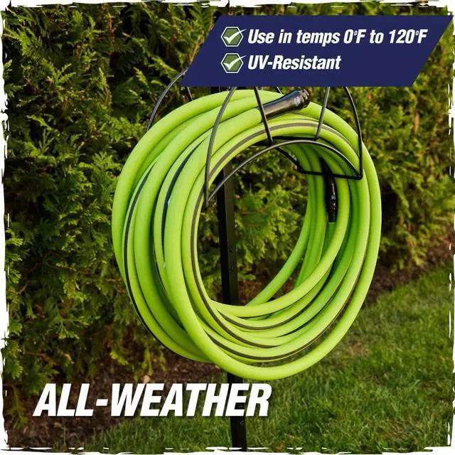 Alt view image 7 of 7 - Rugged Rhino Heavy Duty Flexible Light Weight Garden Hose, 25ft x 5/8in, 4 Layer Leakproof Outdoor Gardening Tools, Watering Supplies, Powerful Water Pressure for Lawn, Flowers, Green Black