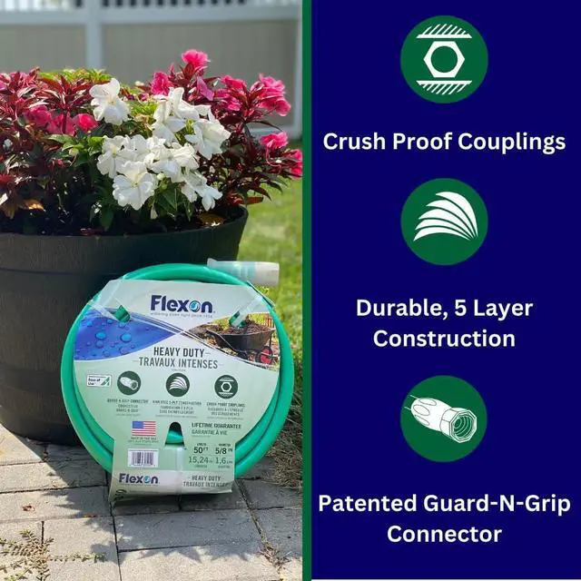 Alt view image 4 of 7 - Flexon FXG58100 5/8-Inch x 100-Foot Heavy Duty 5-Ply Forever Garden Hose, Green