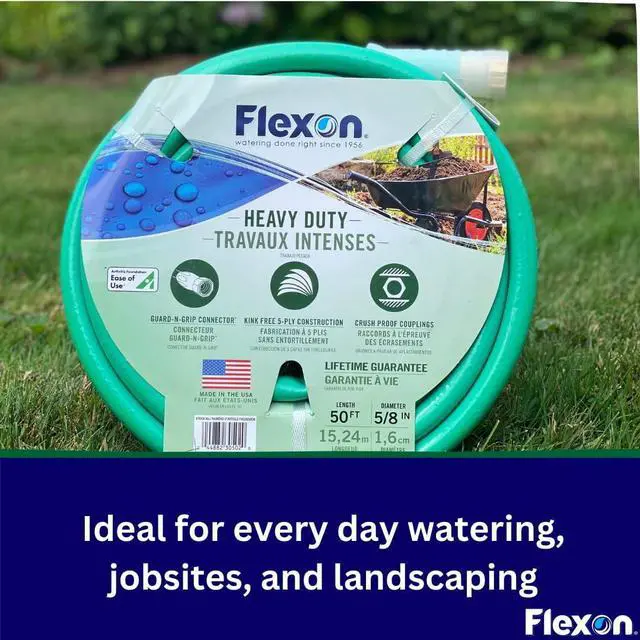 Alt view image 5 of 7 - Flexon FXG58100 5/8-Inch x 100-Foot Heavy Duty 5-Ply Forever Garden Hose, Green
