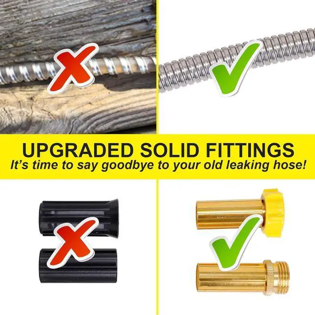 Alt view image 2 of 7 - FOXEASE Metal Garden Hose 75FT - Stainless Steel Heavy Duty Water Hose with Metal Nozzle & 8 Function Sprayer, Portable & Lightweight Kink Free Yard Hose, Outdoor Hose