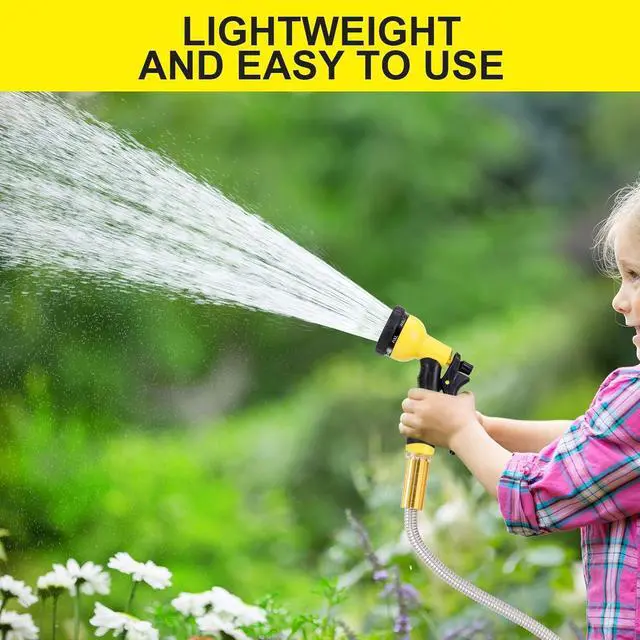 Alt view image 7 of 7 - FOXEASE Metal Garden Hose 75FT - Stainless Steel Heavy Duty Water Hose with Metal Nozzle & 8 Function Sprayer, Portable & Lightweight Kink Free Yard Hose, Outdoor Hose