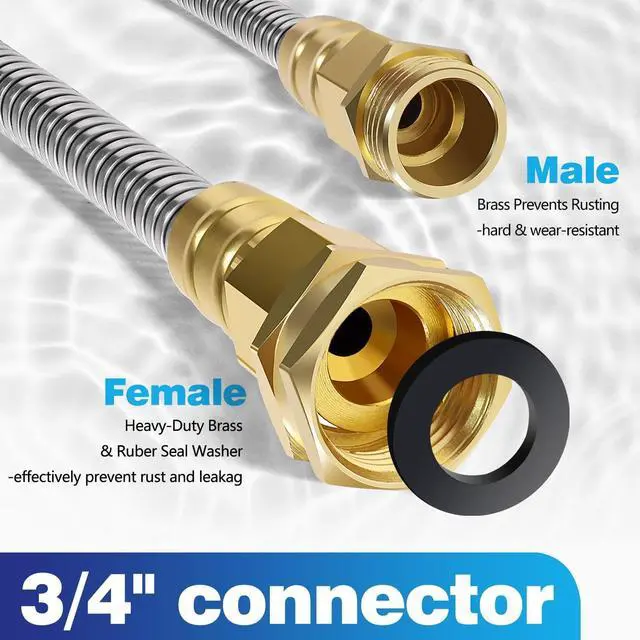 Alt view image 2 of 7 - Metal Garden Hose 50 ft  304 Stainless Steel Water Hose with Nozzle Sprayer, Garden Hoses Flexible, Lightweight, No Kink, Heavy Duty for Outdoor (50 ft)