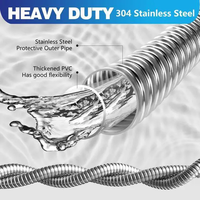Alt view image 4 of 7 - Metal Garden Hose 50 ft  304 Stainless Steel Water Hose with Nozzle Sprayer, Garden Hoses Flexible, Lightweight, No Kink, Heavy Duty for Outdoor (50 ft)