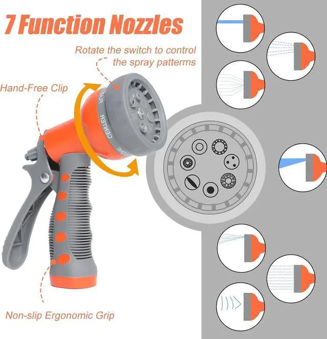 Alt view image 7 of 7 - Garden Hose 25 ft 5/8,Rubber Water Hose Heavy Duty, Hybrid Durable Flexible Hose,Lightweight No Kink Hose for Outdoor Yard Lawn with Sprayer Nozzle and 3/4''Brass Solid Fittings