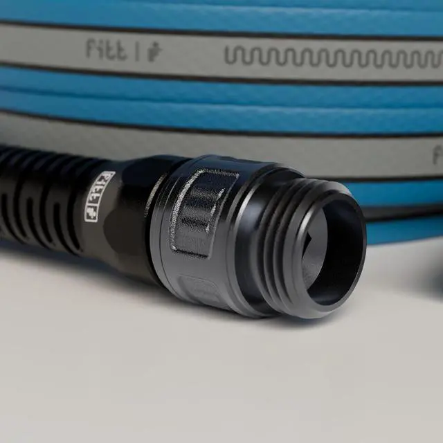 Alt view image 5 of 7 - FITT Hiflo Water Hose 100ft, Multipurpose Flat Garden Hose, Easy to Use and Long-lasting Performance, Light Blue and Grey